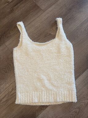 Cozy Cream Fuzzy Tank Top - Women